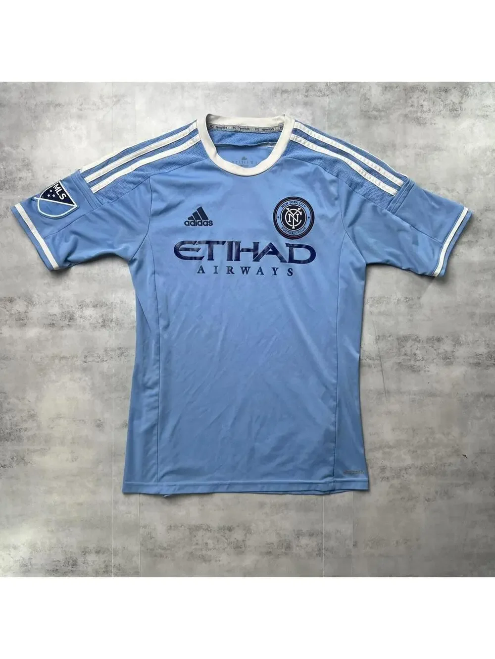 Y2K Blue Adidas New York City FC Distressed Soccer Jersey